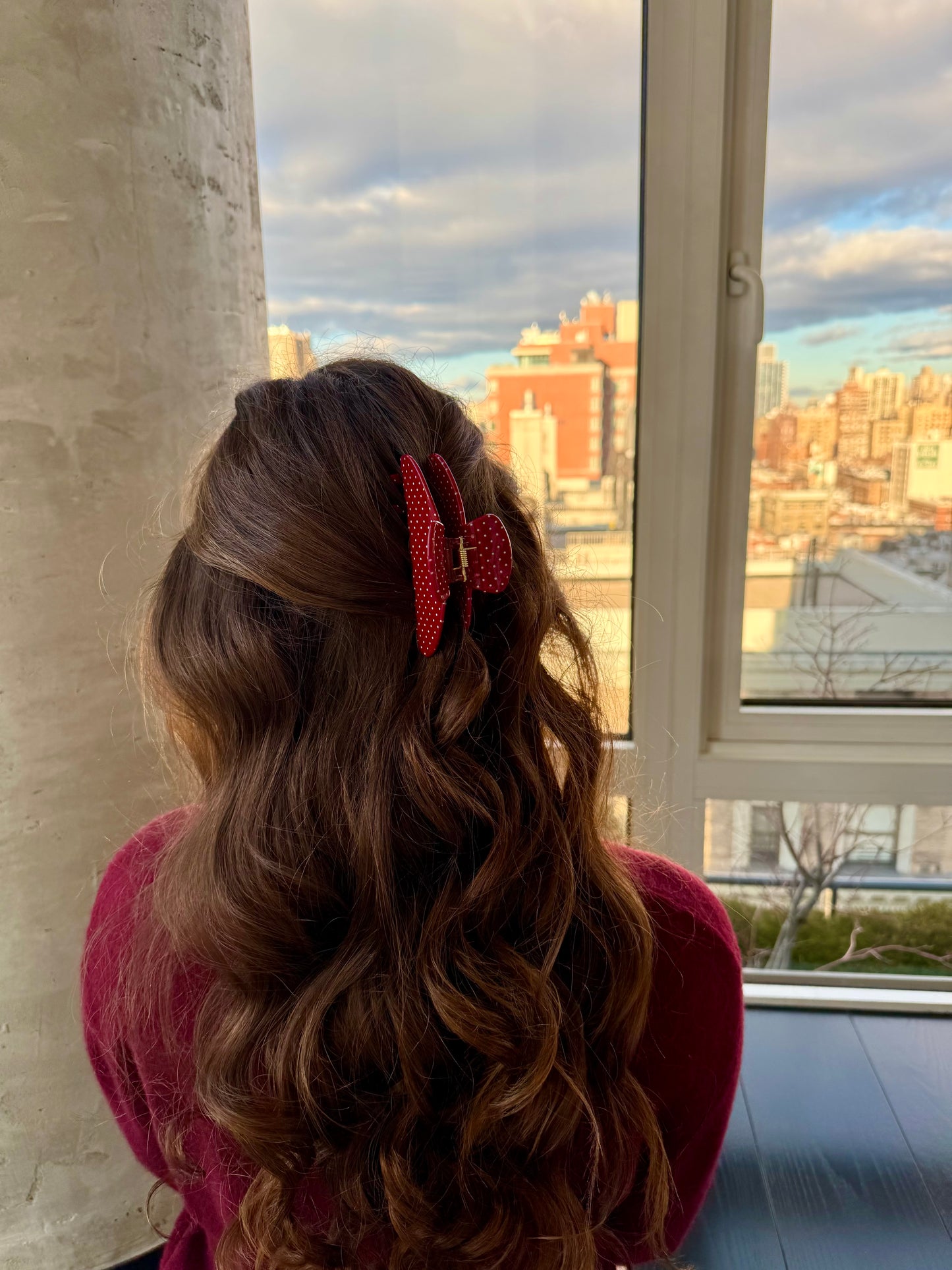 Red and White Polka Dot Claw Clip