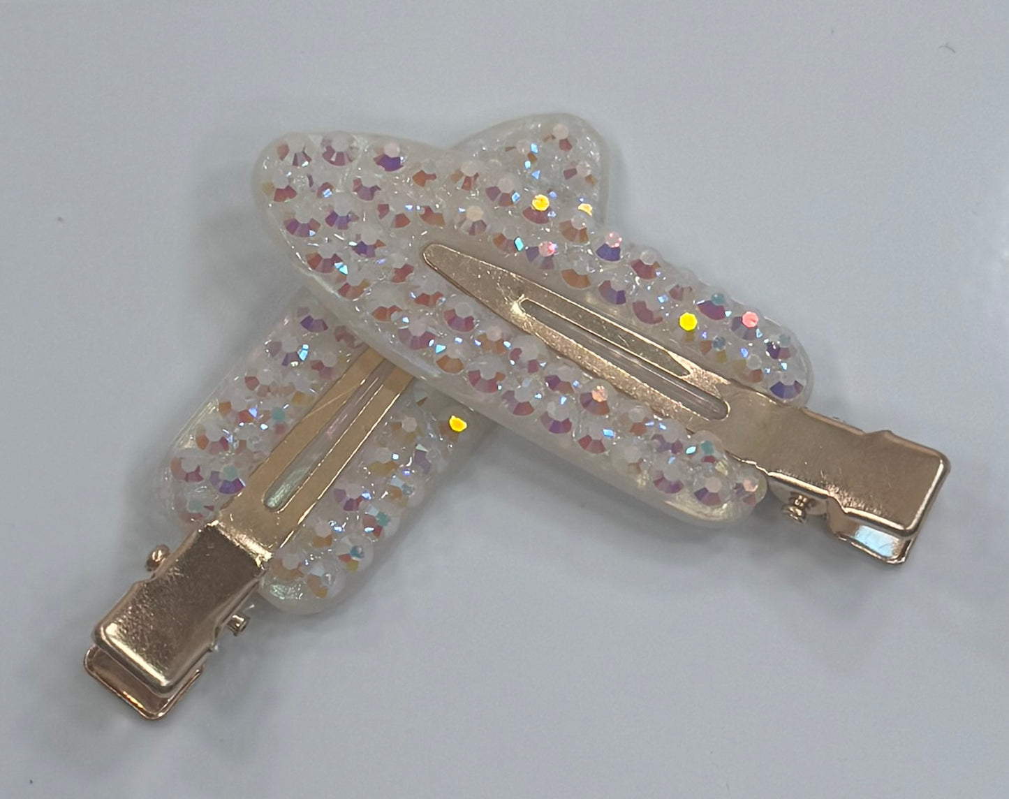 Iridescent White Mini Clips