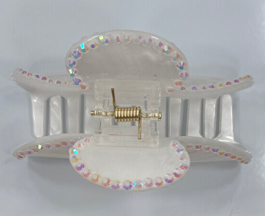 Iridescent White Claw Clip