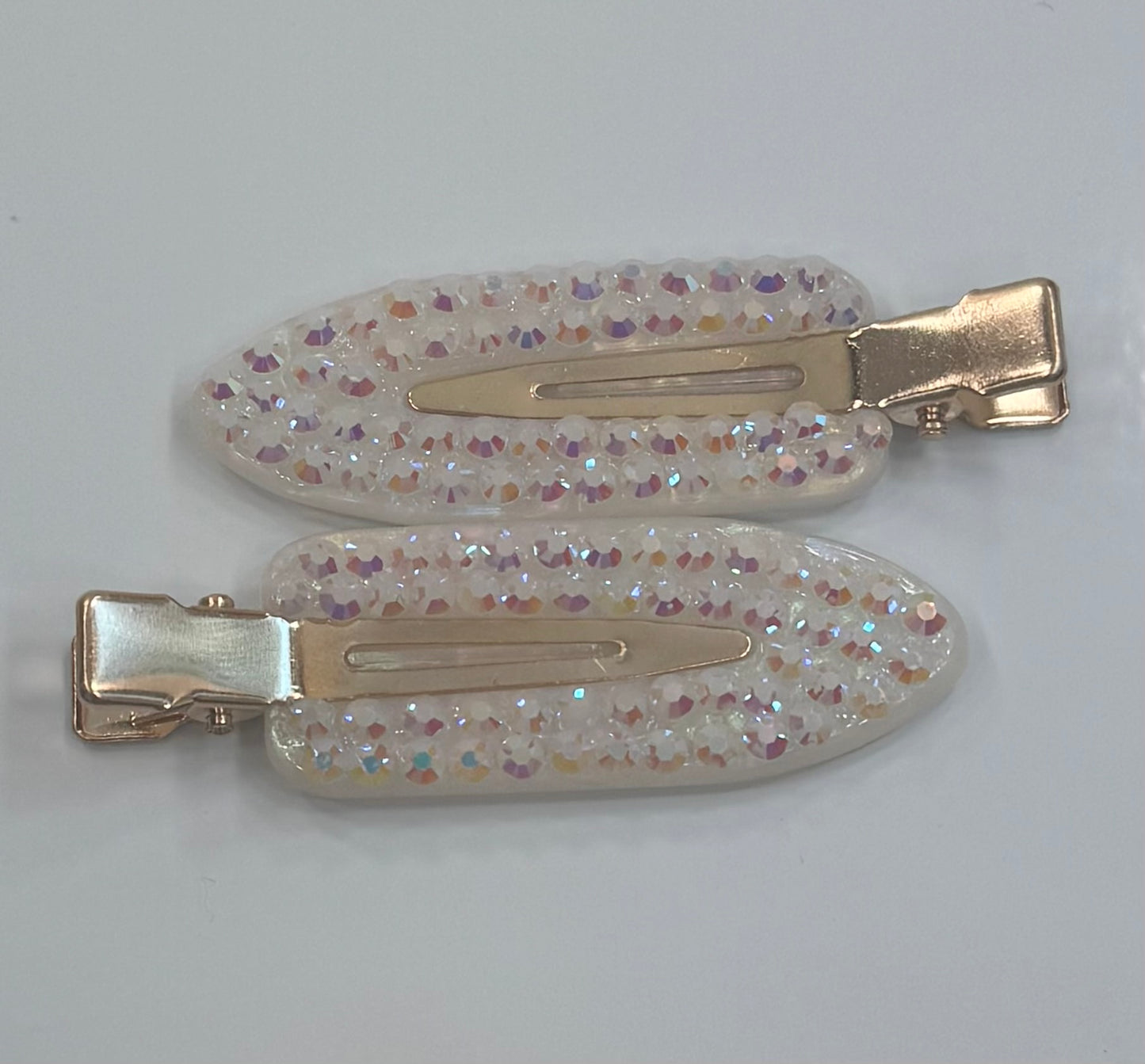 Iridescent White Mini Clips